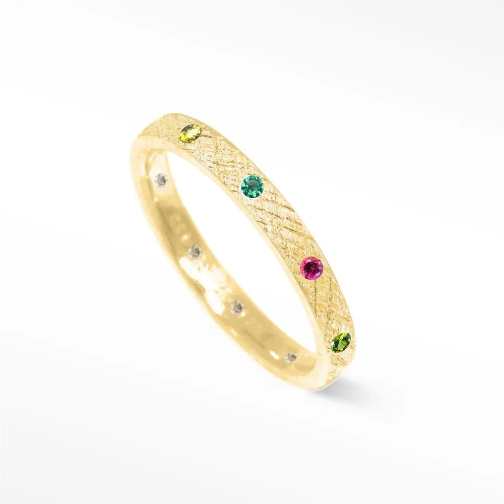 Florentine Multi Tourmaline 14k Yellow Gold Ring