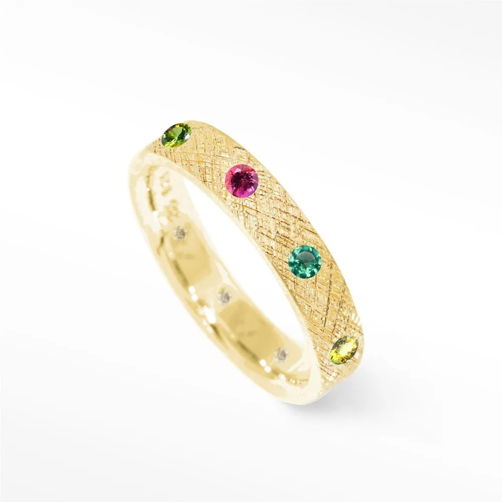 Florentine Multi Tourmaline 14k Yellow Gold Ring