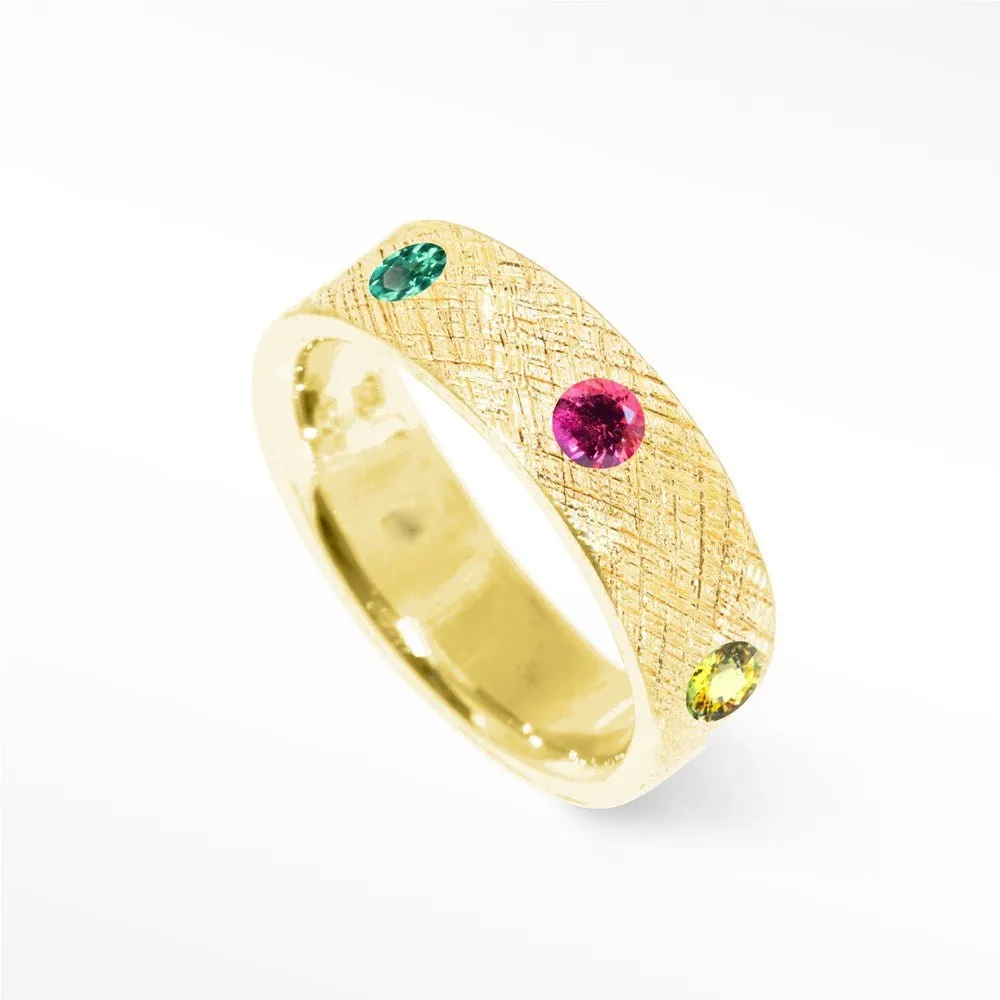 Florentine Multi Tourmaline 14k Yellow Gold Ring