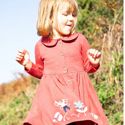 Frugi Marisa Dress - Rosehip/Flowers