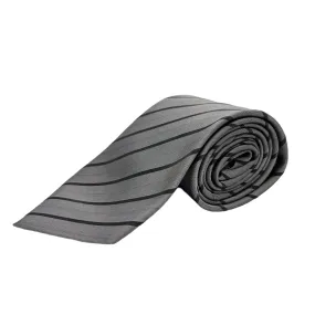 GIORGIO ARMANI Diagonal Striped Silk Blend Tie - Grey