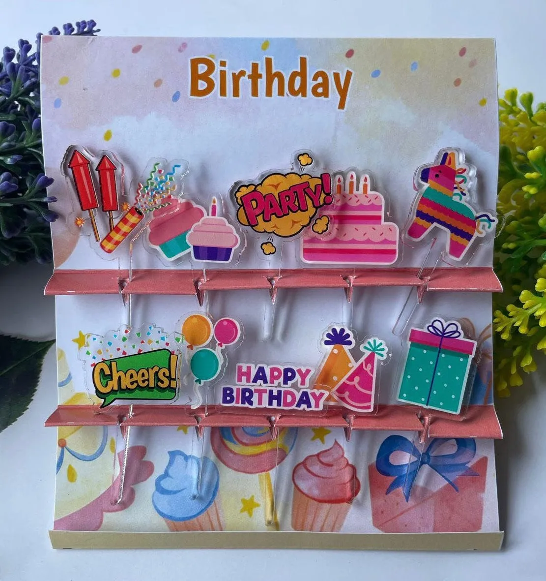 Happy Birthday Acrylic Food Picks