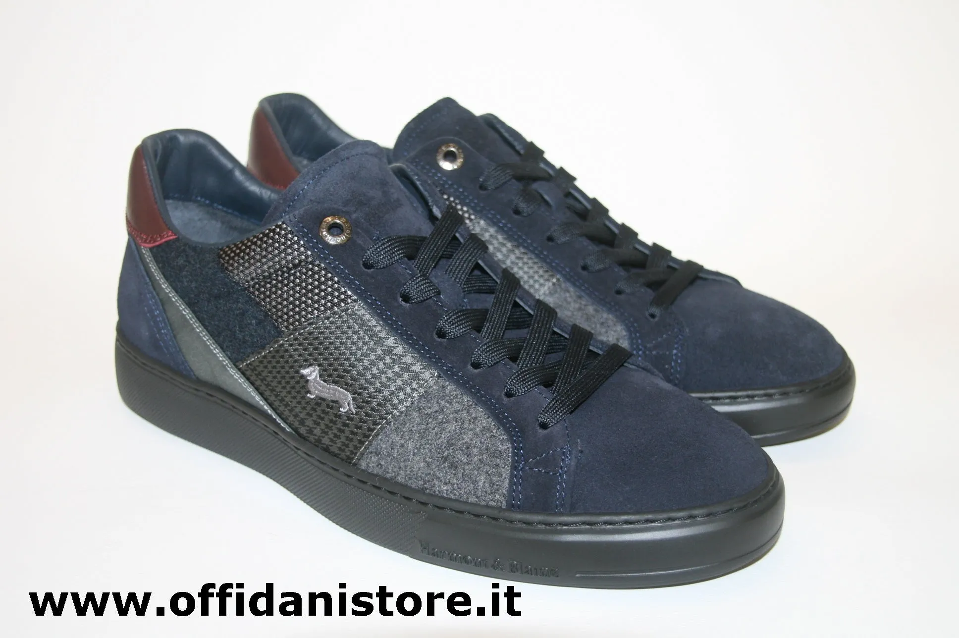 HARMONT&BLAINE SNEAKERS UOMO FONDO GOMMA ALTO 3 CM. CAMOSCIO BLU' RIF.11