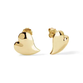 Heartfelt Gold Medium Puffy Heart Studs