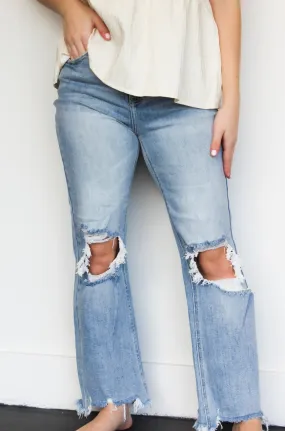 High Rise Ankle Flare Denim