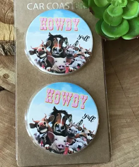 Howdy Farm Animals Car Coasters