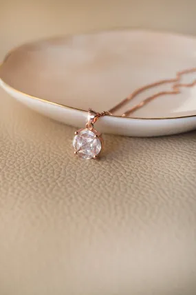 Invisibly Glam Solitaire Rose Gold Plated Sterling Silver Pendant