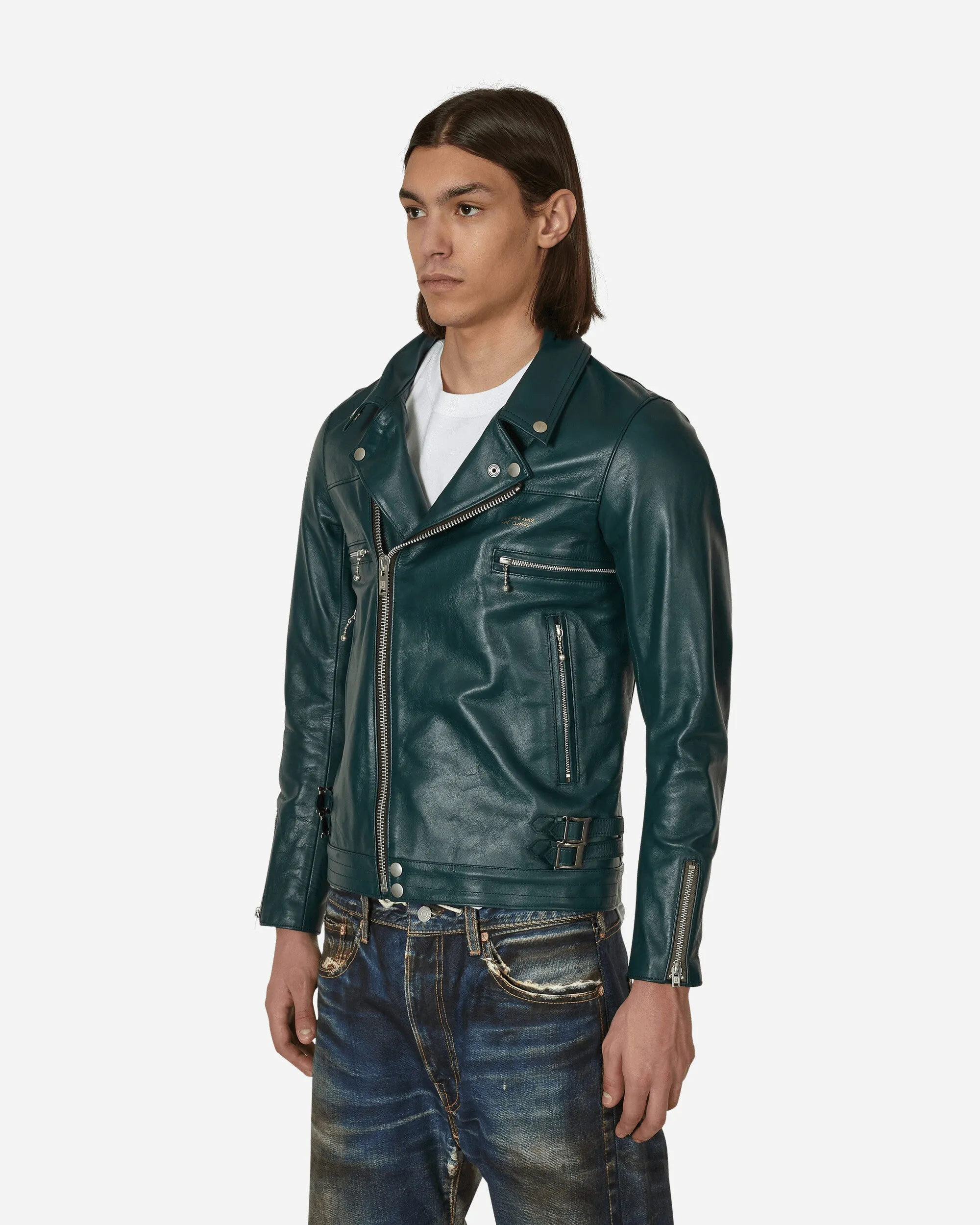 Leather Rider Jacket Green