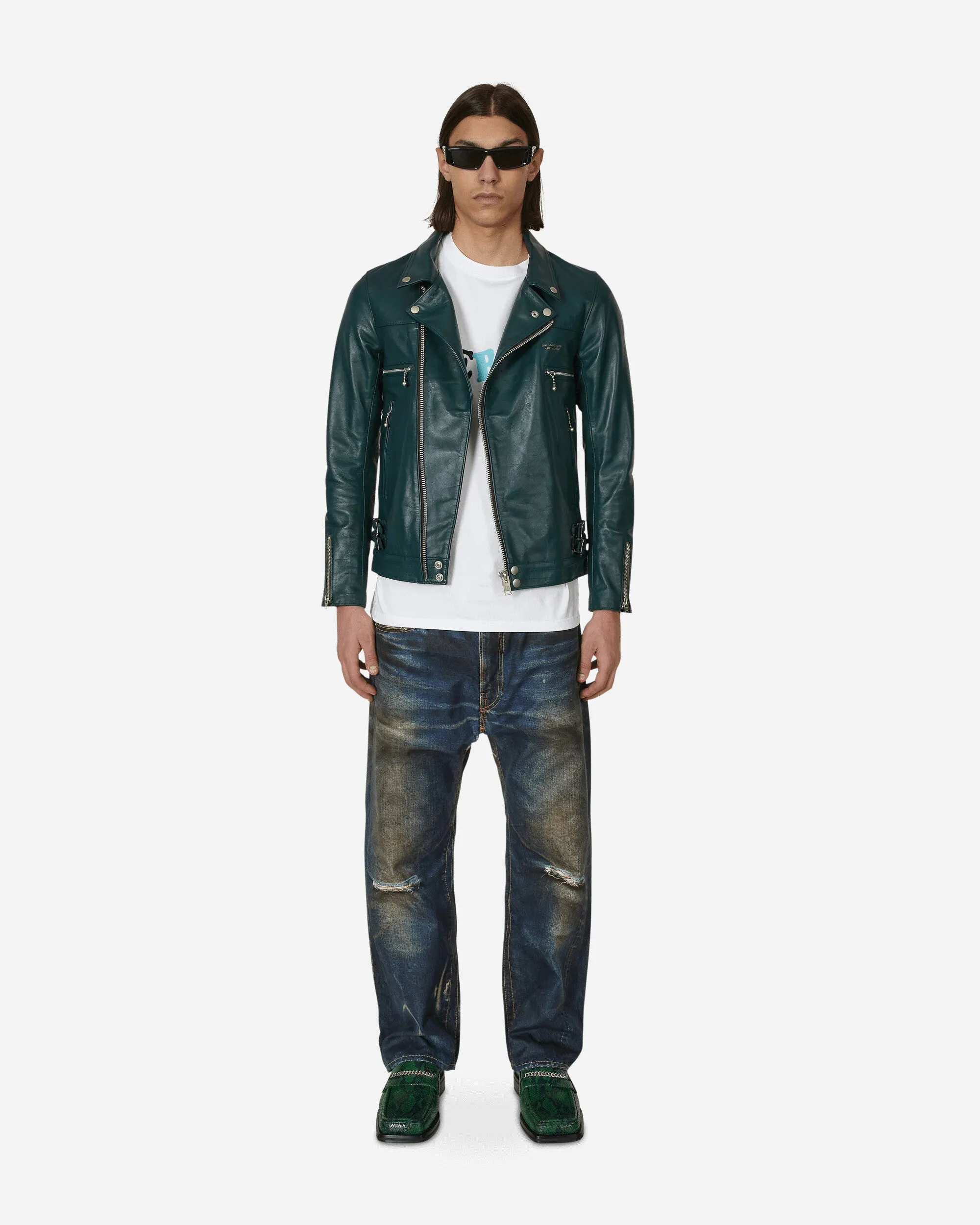 Leather Rider Jacket Green