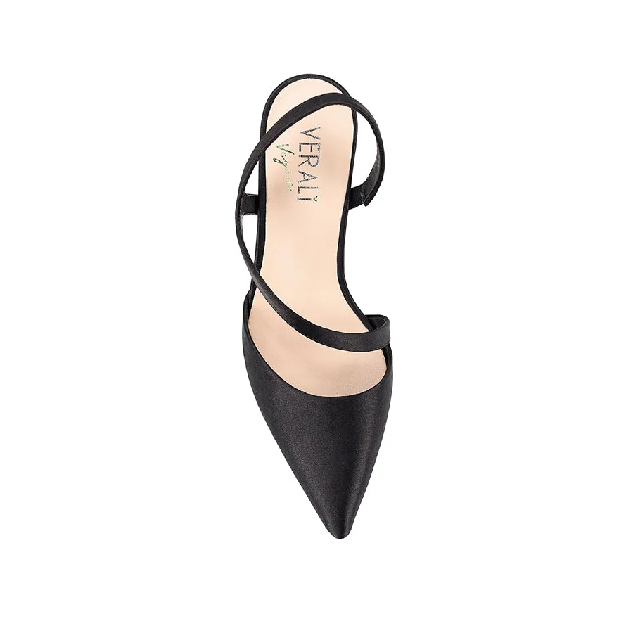 Lemon Point Toe Heels - Black Satin