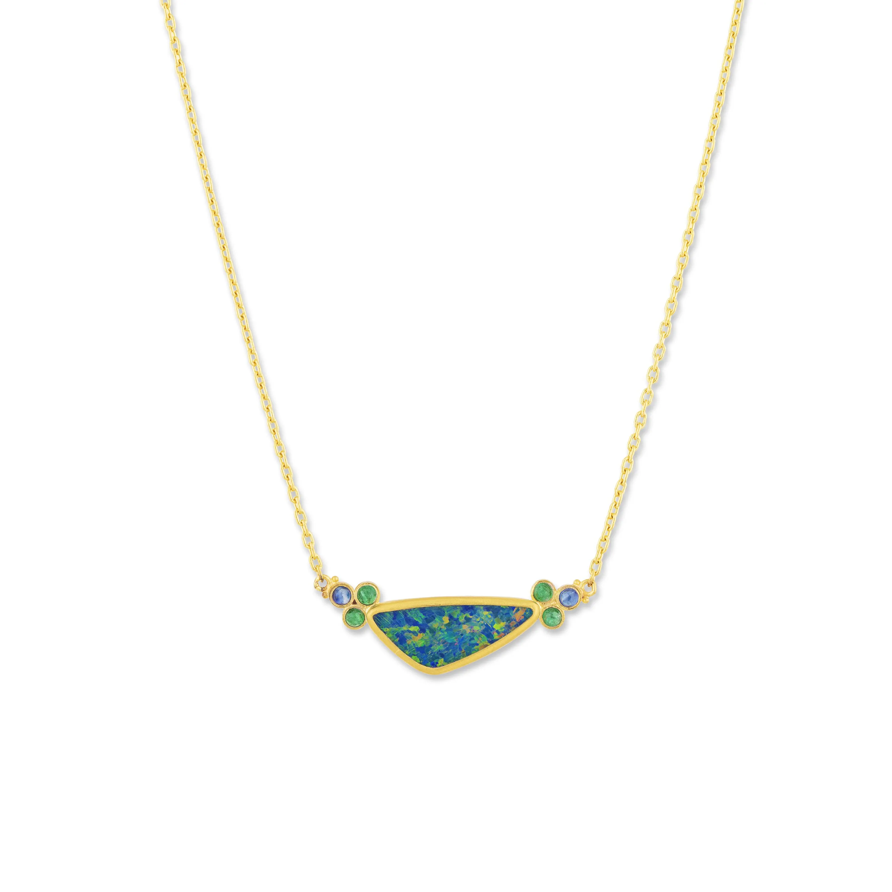 Lika Behar Ocean Freeform Opal & Emerald Necklace 24K Gold