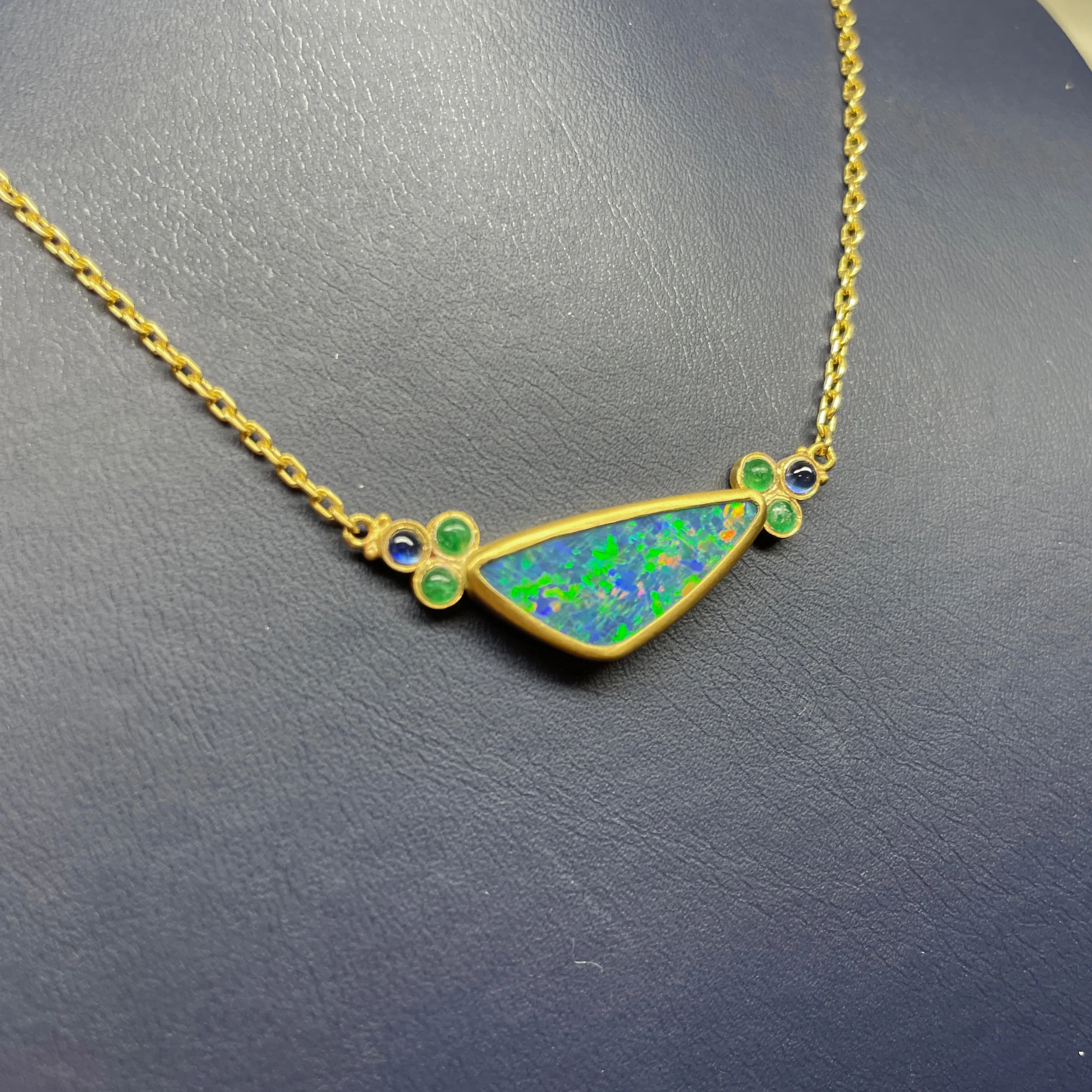 Lika Behar Ocean Freeform Opal & Emerald Necklace 24K Gold