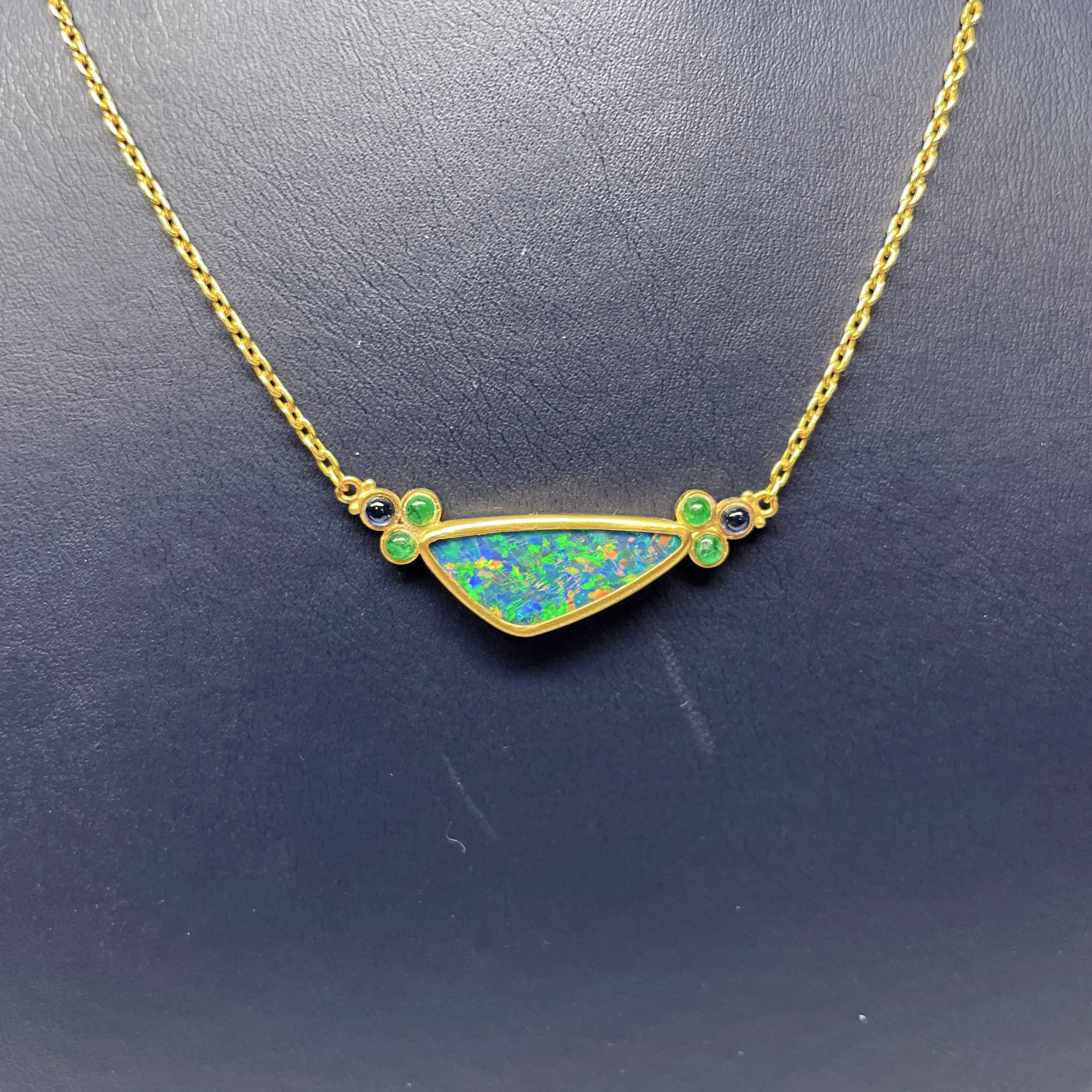 Lika Behar Ocean Freeform Opal & Emerald Necklace 24K Gold