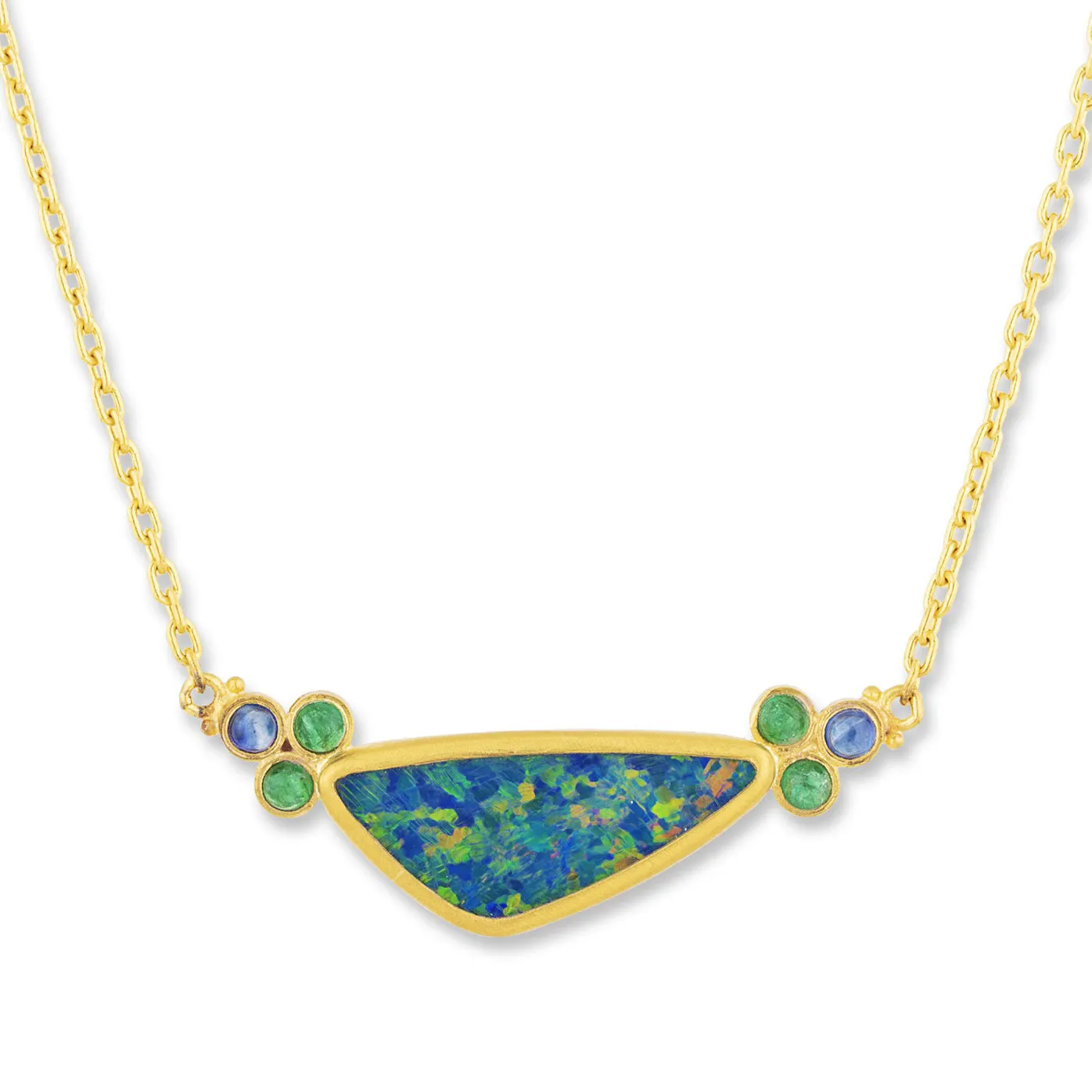 Lika Behar Ocean Freeform Opal & Emerald Necklace 24K Gold