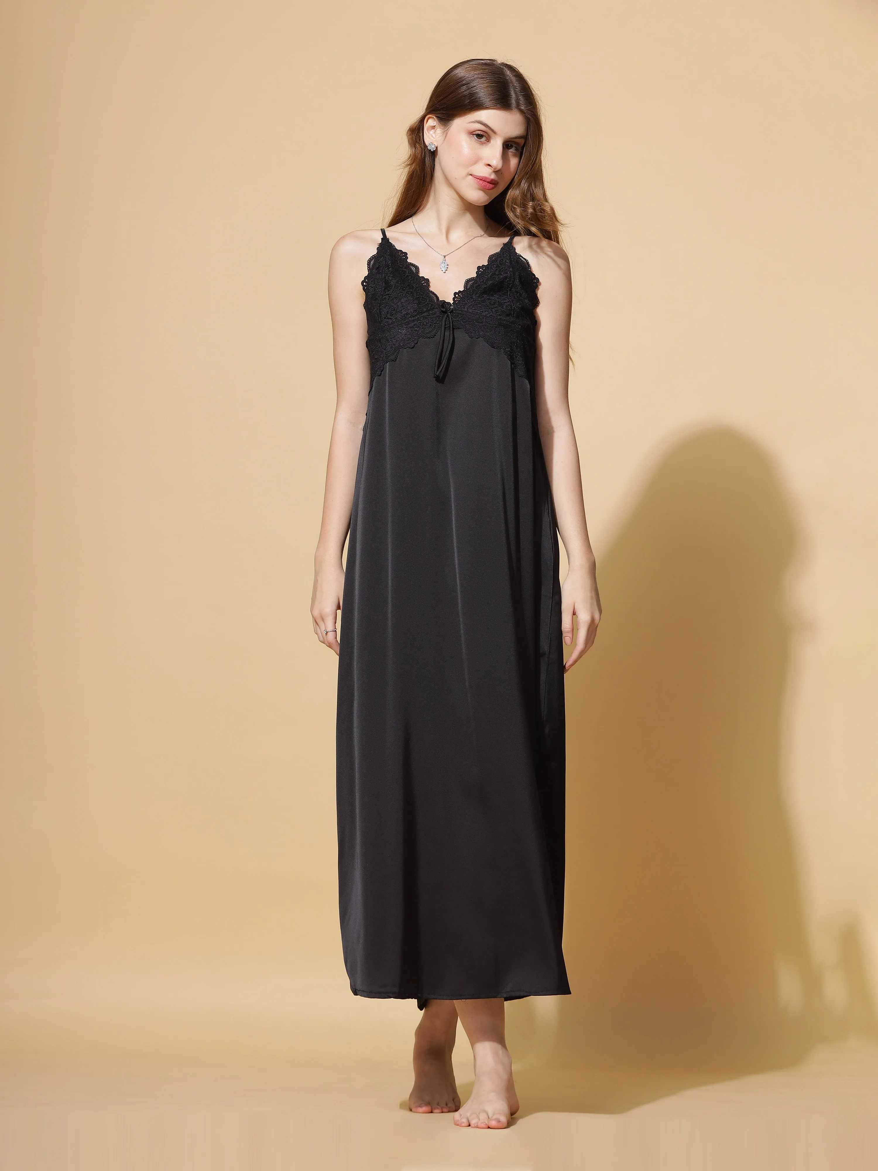 Luxury Love Black Long Robe With Long Gown