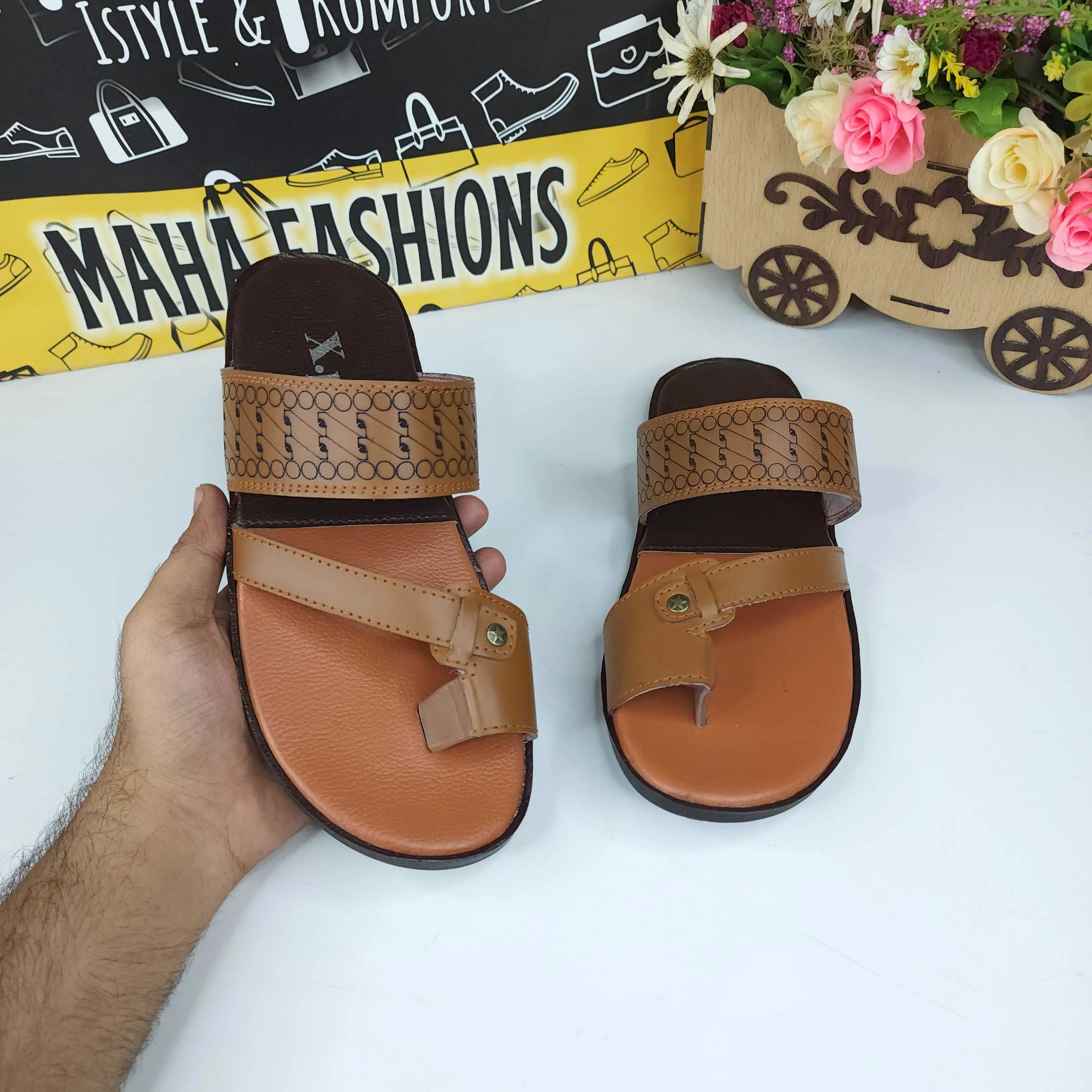 Men Camel Slippers