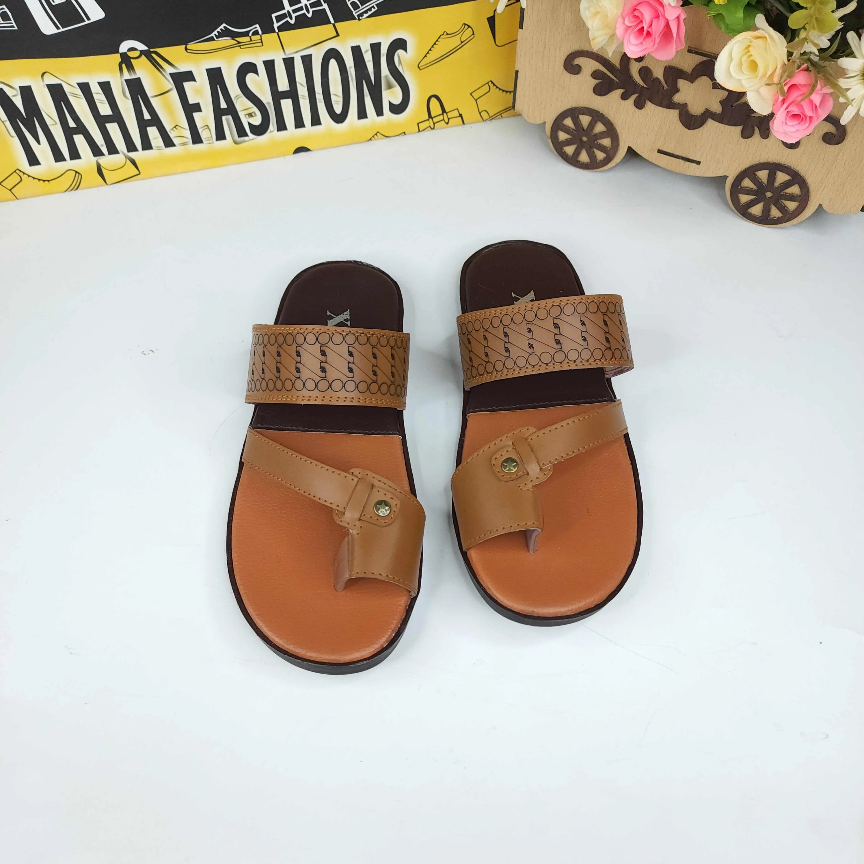 Men Camel Slippers