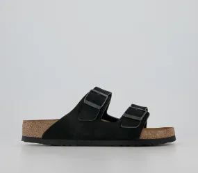 Mens Birkenstock Arizona Two Strap Suede Black