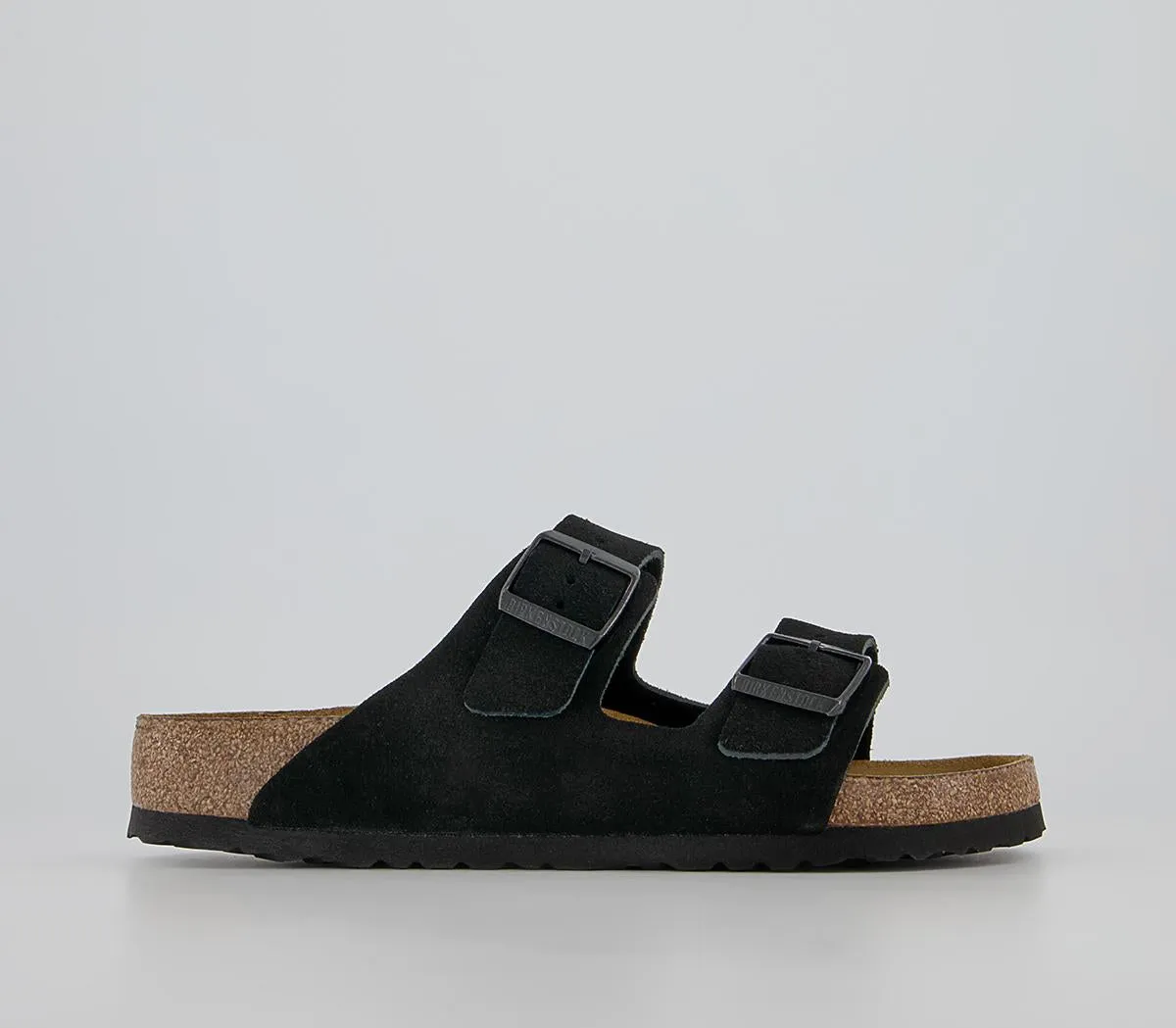 Mens Birkenstock Arizona Two Strap Suede Black