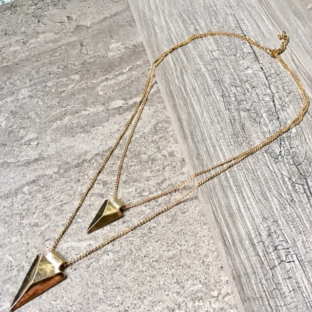 MULTI LAYER POINTY TRIANGLE ARROW GOLD CHAIN NECKLACE