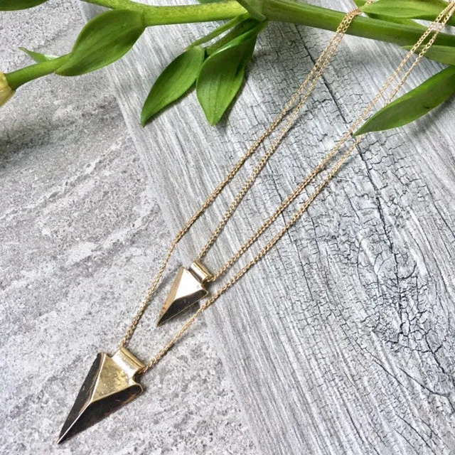 MULTI LAYER POINTY TRIANGLE ARROW GOLD CHAIN NECKLACE