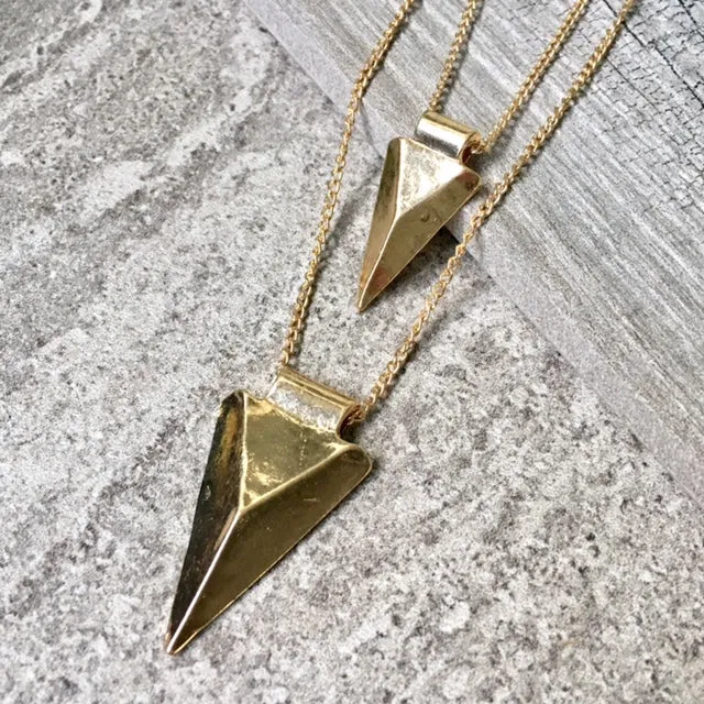 MULTI LAYER POINTY TRIANGLE ARROW GOLD CHAIN NECKLACE