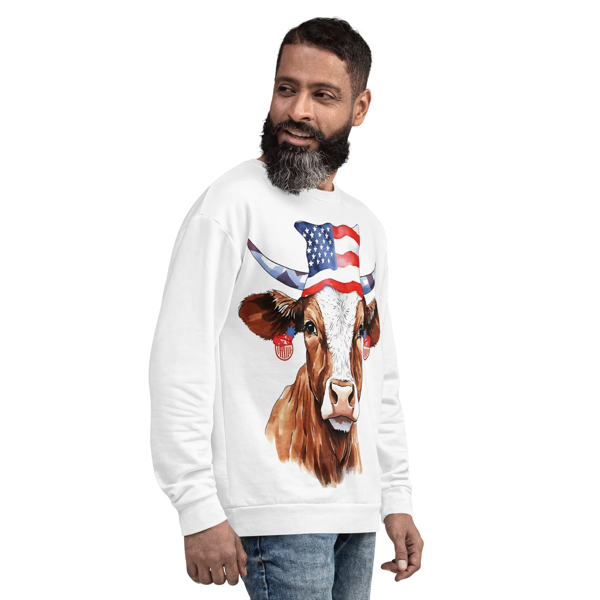 Patriotic Cow Sweatshirt For Animal Lover