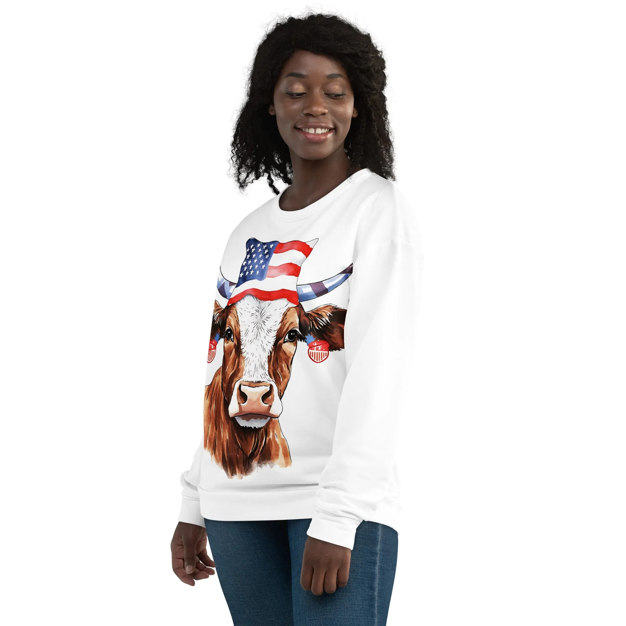 Patriotic Cow Sweatshirt For Animal Lover