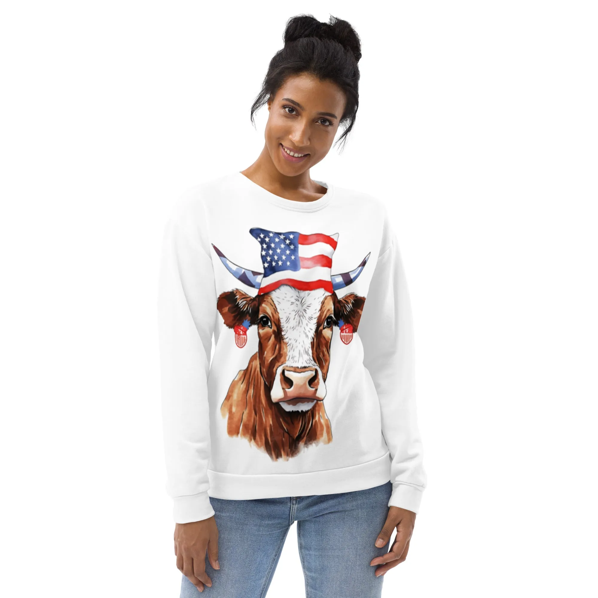 Patriotic Cow Sweatshirt For Animal Lover