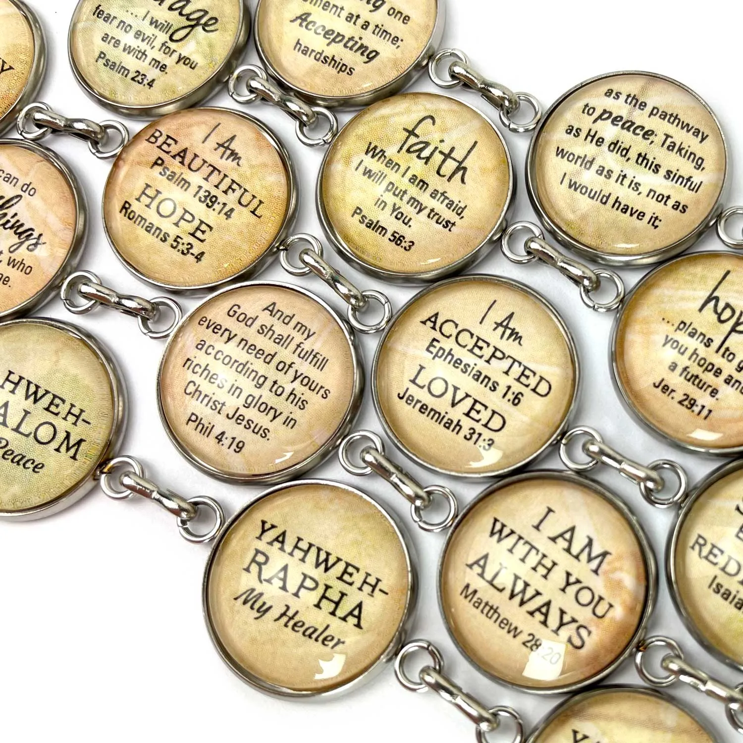 Personalized Grandmothers' Scripture Bracelet & Silver-Plated Christian Pendant Necklace Set – Personalized with Grandchildren's Names and Birth Dates!