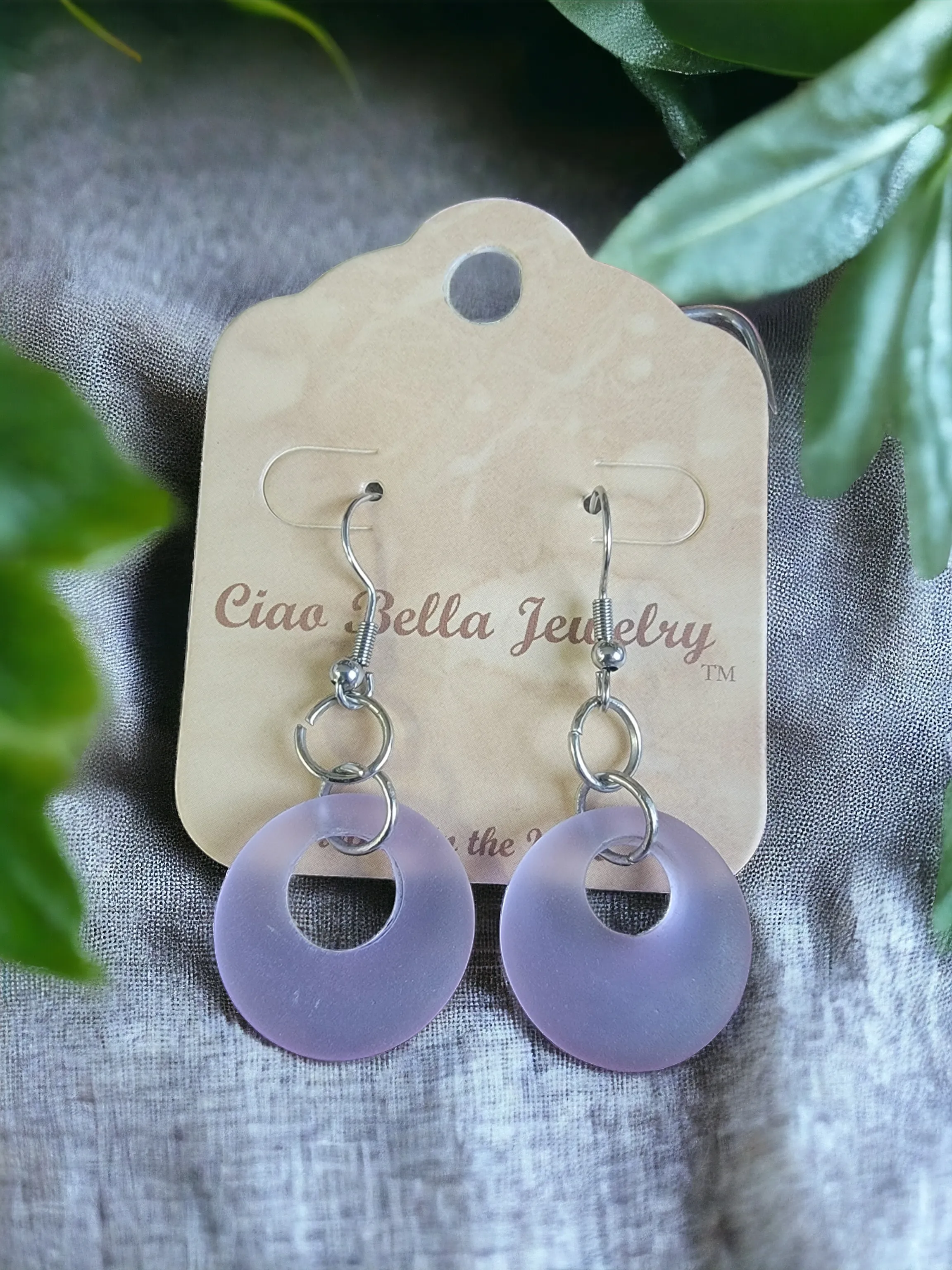 Pink Sea Glass Hoop Earrings