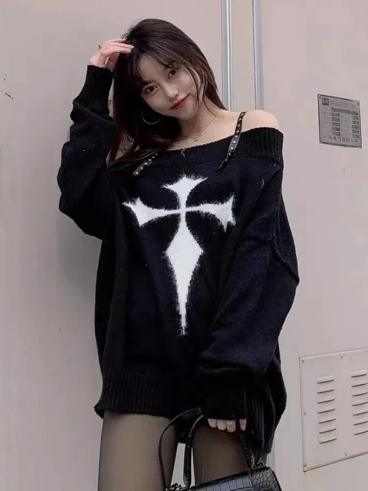 Punk Sweater Women Knitted Tops