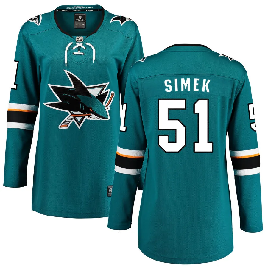 Radim Simek San Jose Sharks Fanatics Branded Women's 2021/22 Home Breakaway Jersey - Teal