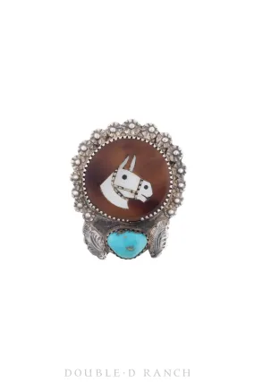 Ring, Inlay, Horse Profile, Hallmark, Vintage, 1256