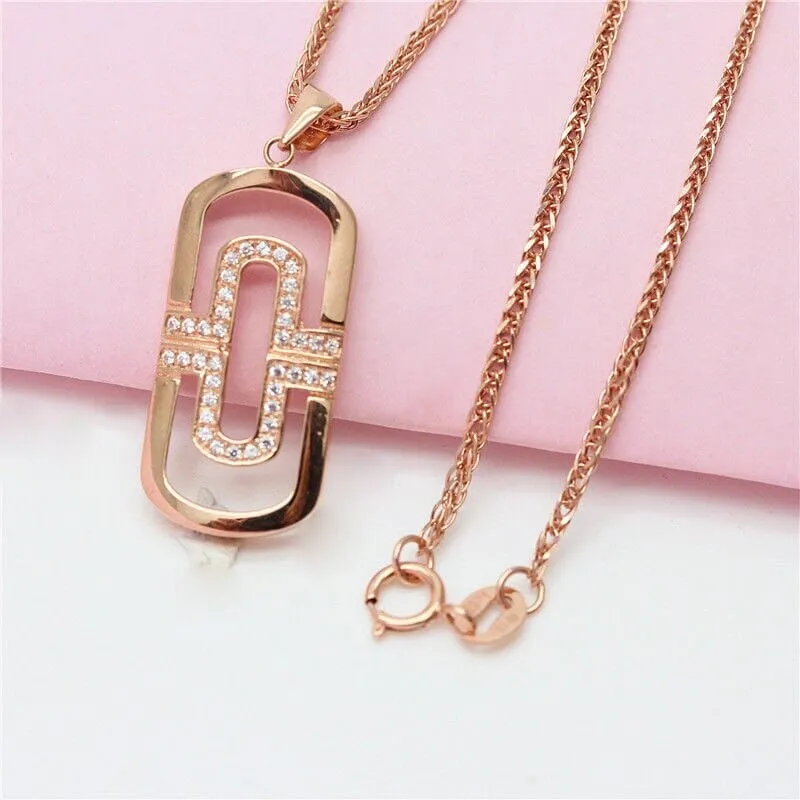 Rose Gold Hollow Geometric Pendant Necklace