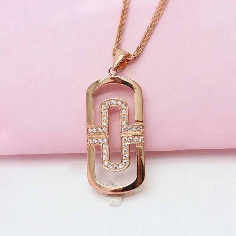 Rose Gold Hollow Geometric Pendant Necklace