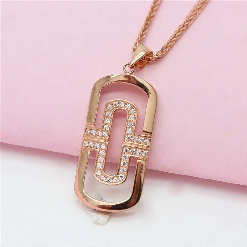 Rose Gold Hollow Geometric Pendant Necklace