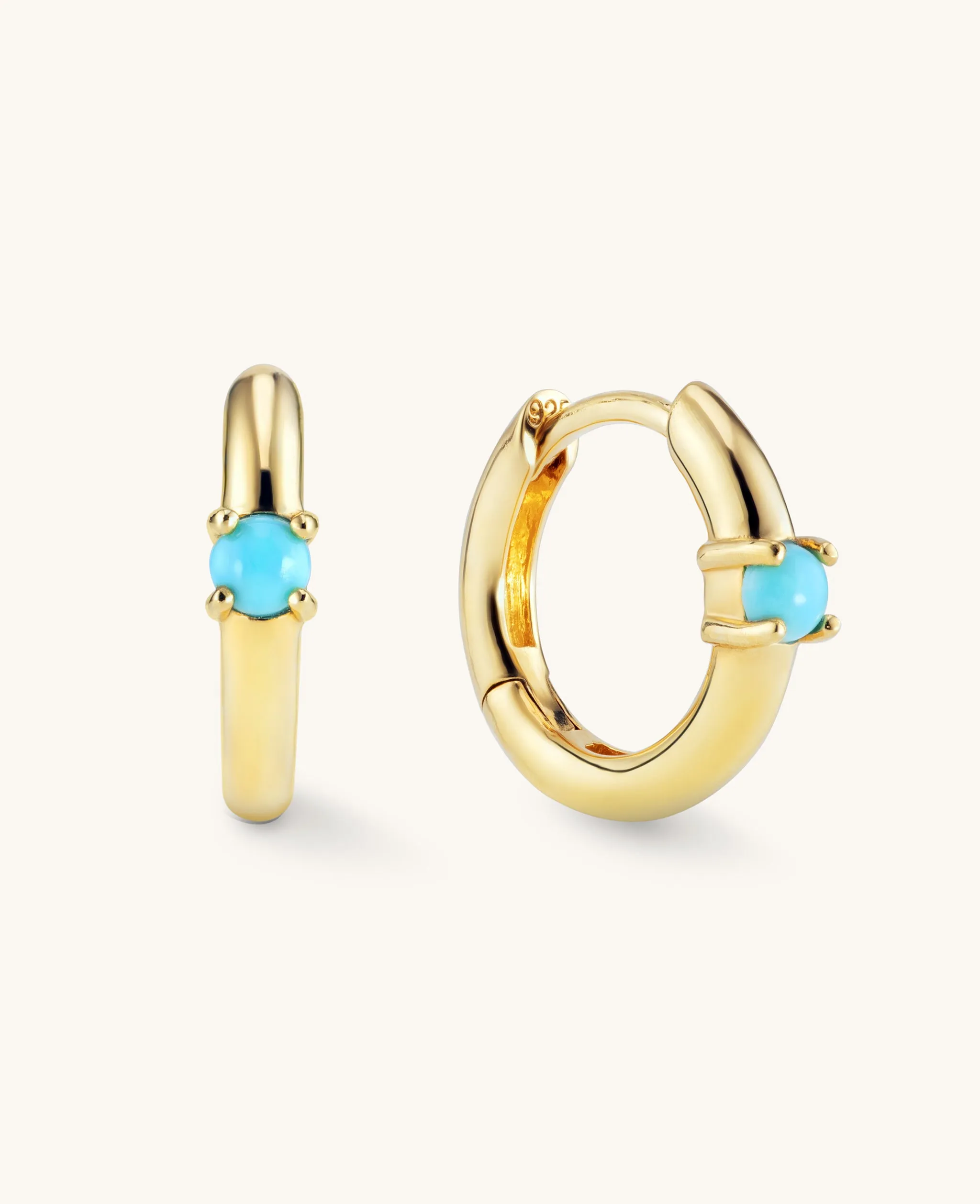 *SAMPLE SALE* Turquoise Twinkle Mini Hoops Gold