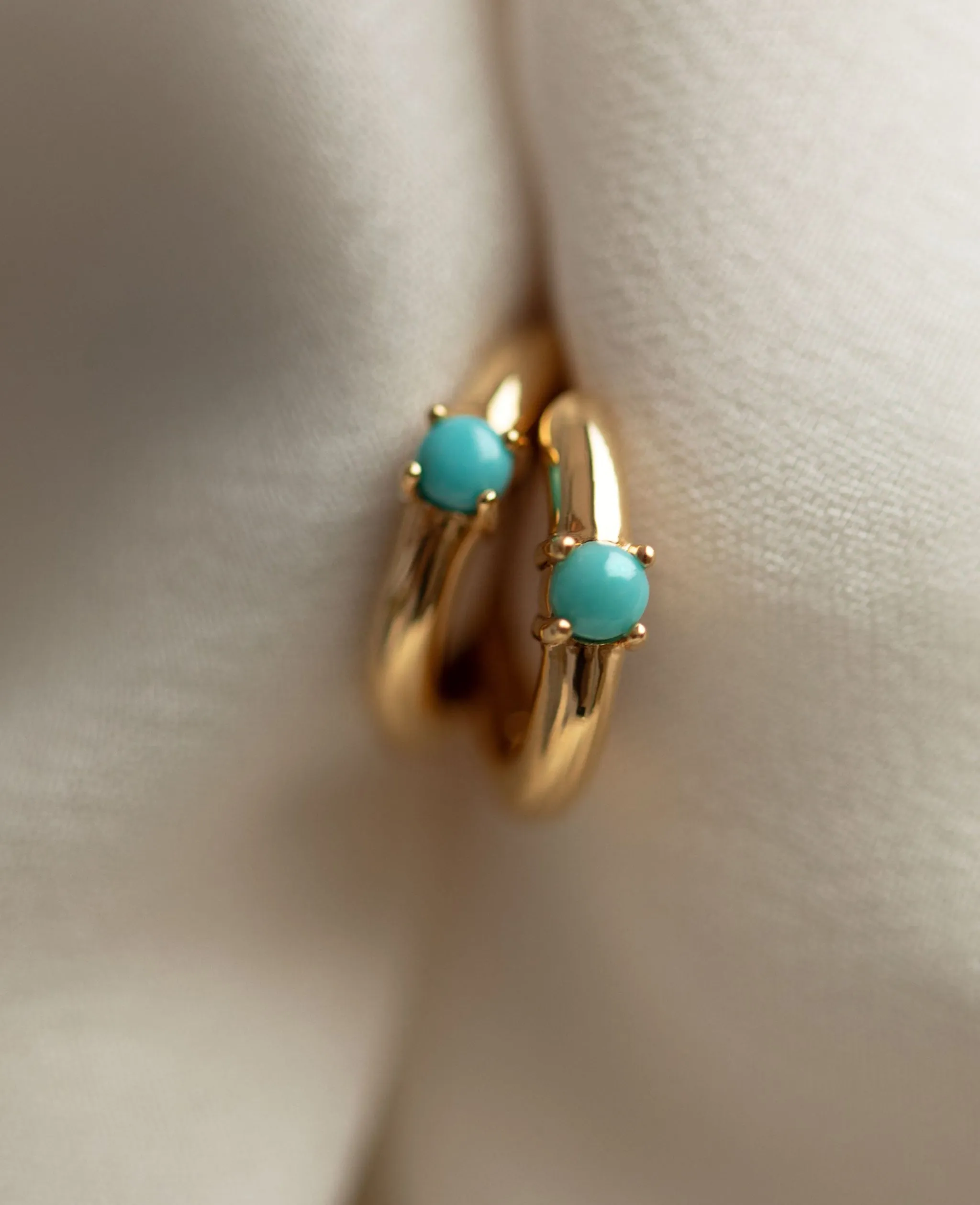 *SAMPLE SALE* Turquoise Twinkle Mini Hoops Gold