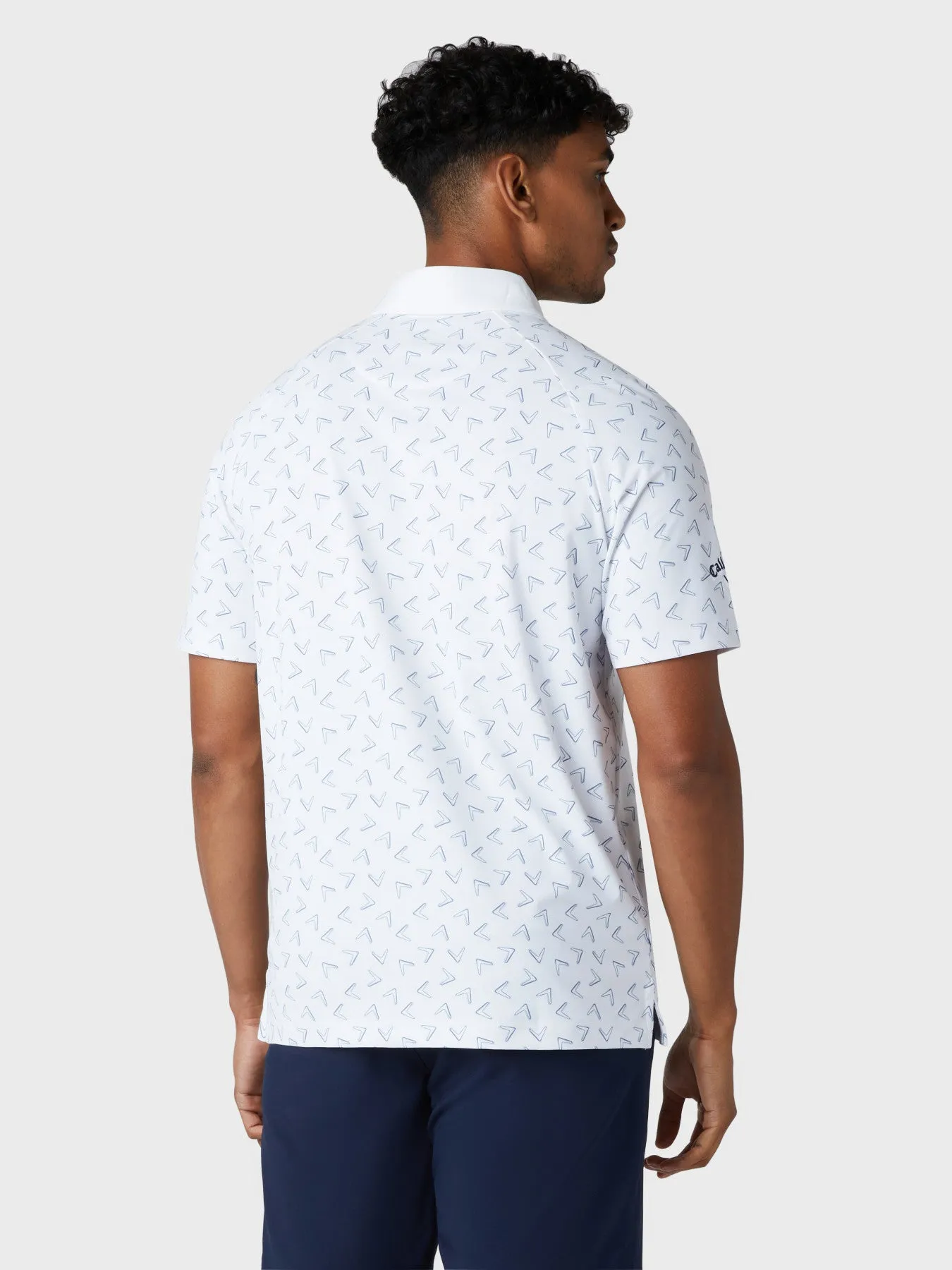 Short Sleeve Chev Trademark Print Polo Shirt In Bright White