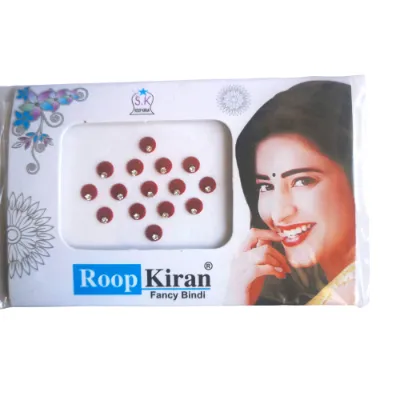 Simple Round Red White Diamond Fashion Bindi Sticker