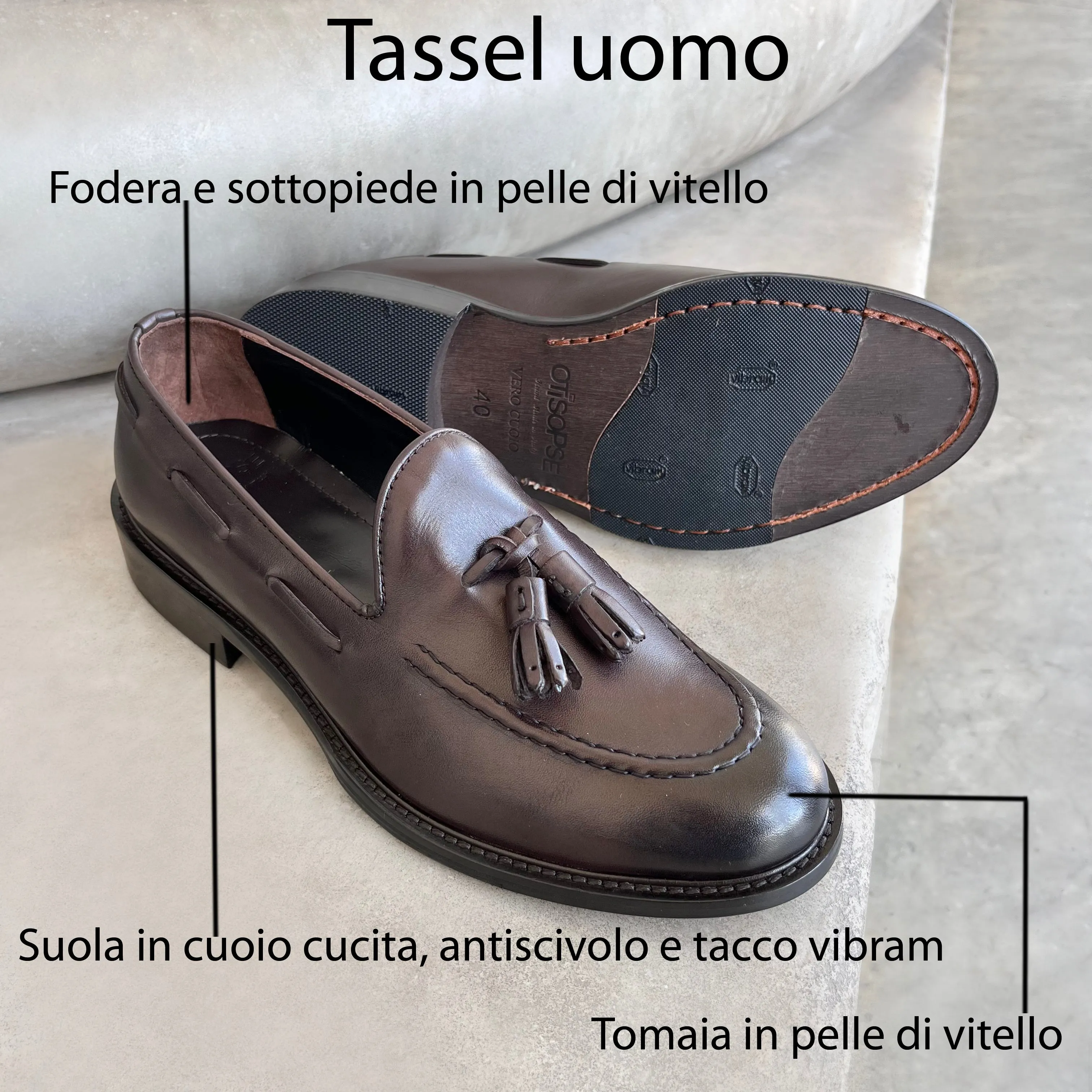 Slippers in pelle testa di moro