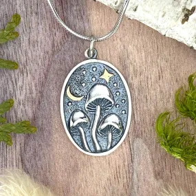 Sterling Silver Mushroom Pendant Necklace