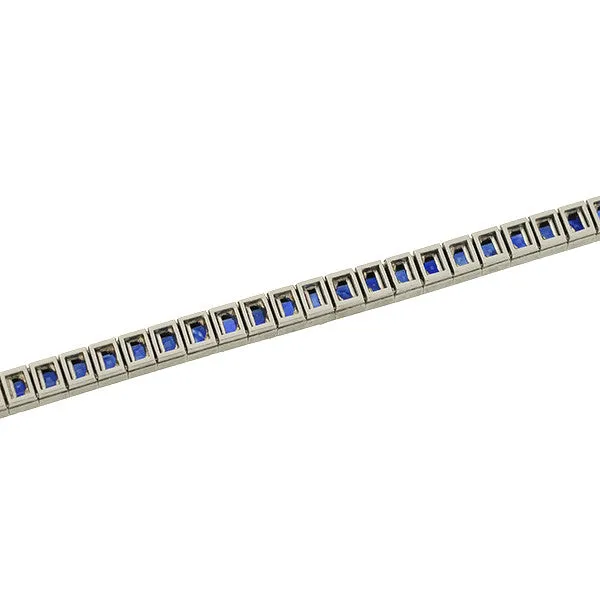 TIFFANY & CO. Art Deco Platinum & No Heat Sapphire Line Bracelet 10ctw