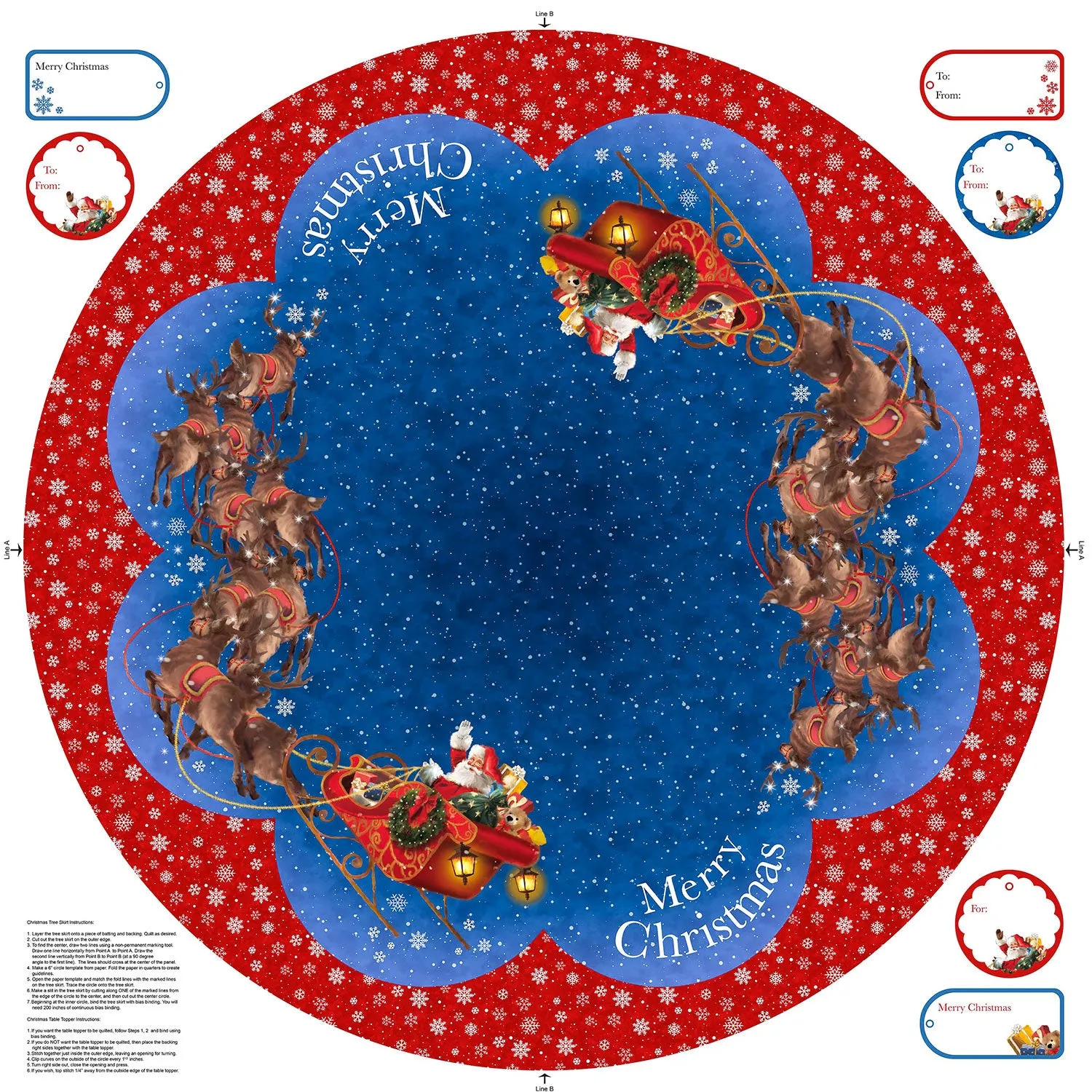 'Twas the Night Before Christmas - Tree Skirt Indigo Multi Panel